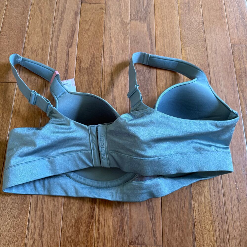 Cacique | Satin Green Metallic Lightly Lined Balconette Sz 40D Underwire Bra - Picture 4 of 7